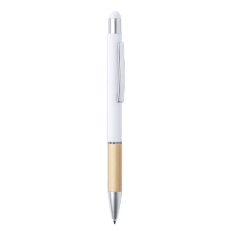 Stylet bille élégant personnalisé multifonction pas cher - Zabox Matières : bambou Couleurs : gris personnalisable avec votre lo