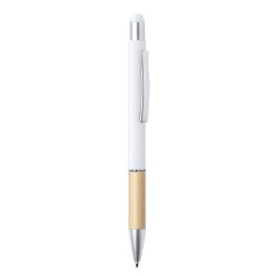 Stylet bille élégant personnalisé multifonction pas cher - Zabox Matières : bambou Couleurs : blanc objet promo petit budget