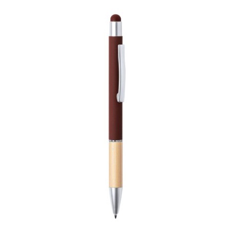 Stylet bille élégant personnalisé multifonction pas cher - Zabox Matières : bambou Couleurs : rouge goodies publicitaire événeme
