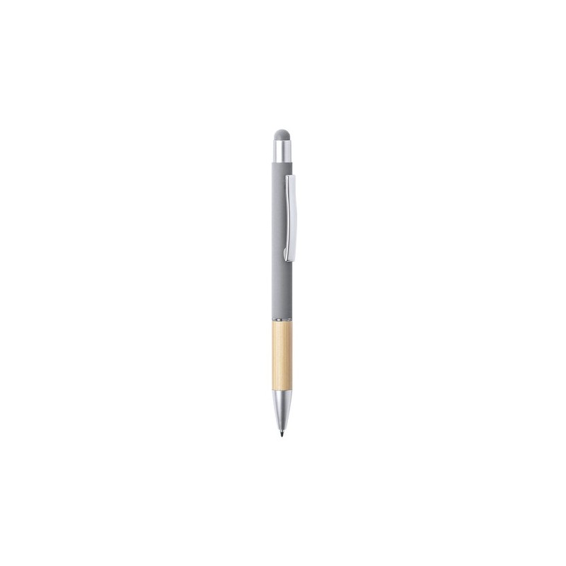 Stylet bille élégant personnalisé multifonction pas cher - Zabox Matières : bambou Couleurs : rouge accessoire événementiel uniq