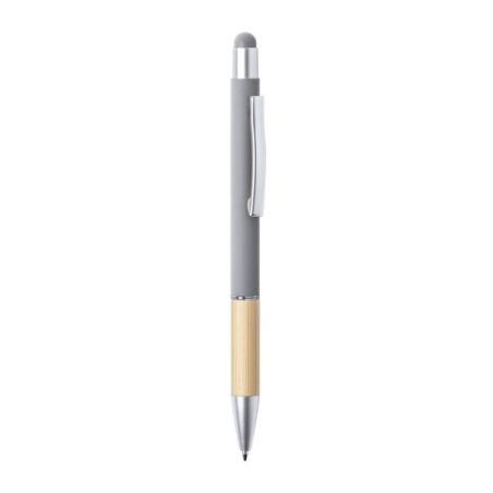 Stylet bille élégant personnalisé multifonction pas cher - Zabox Matières : bambou Couleurs : rouge accessoire événementiel uniq