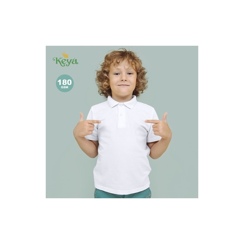 Polo Blanc Enfant YPS180 "keya" Matières : coton Taille textile : L Couleurs : blanc cadeau collaborateur premium