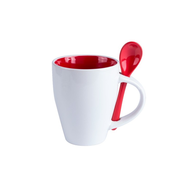 Tasse en céramique personnalisée Cotes Matières : céramique Couleurs : rouge personnalisation sur mesure