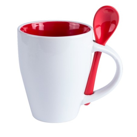 Tasse en céramique personnalisée Cotes Matières : céramique Couleurs : rouge personnalisation sur mesure