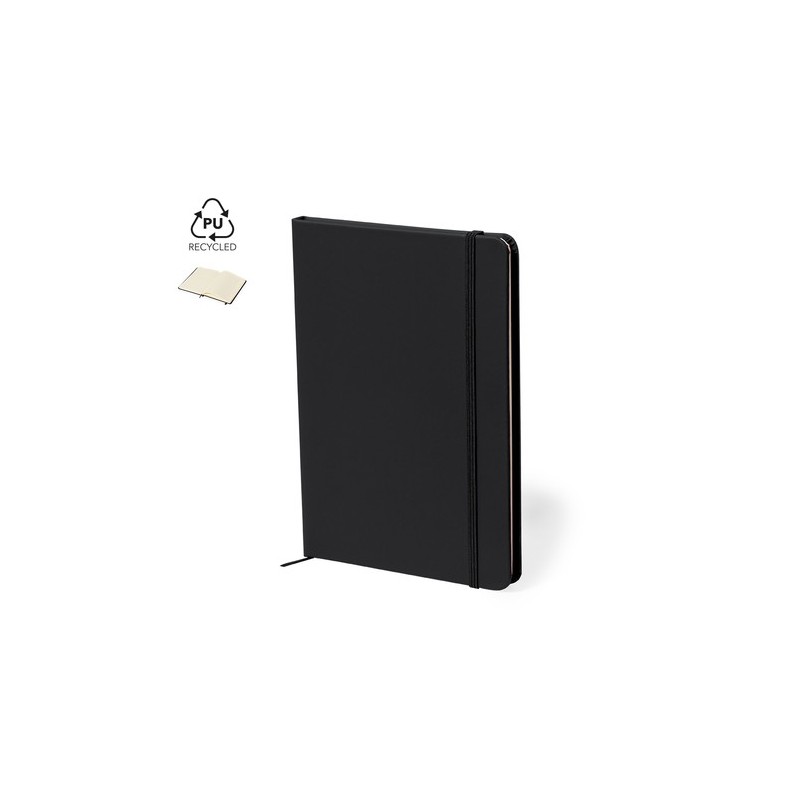 Bloc Notes Éco-responsable Personnalisé - Zimax Couleurs : noir Matières : PU recyclé objet promotionnel éco-responsable