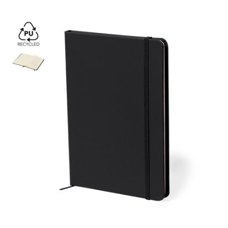 Bloc Notes Éco-responsable Personnalisé - Zimax Couleurs : noir Matières : PU recyclé objet promotionnel éco-responsable