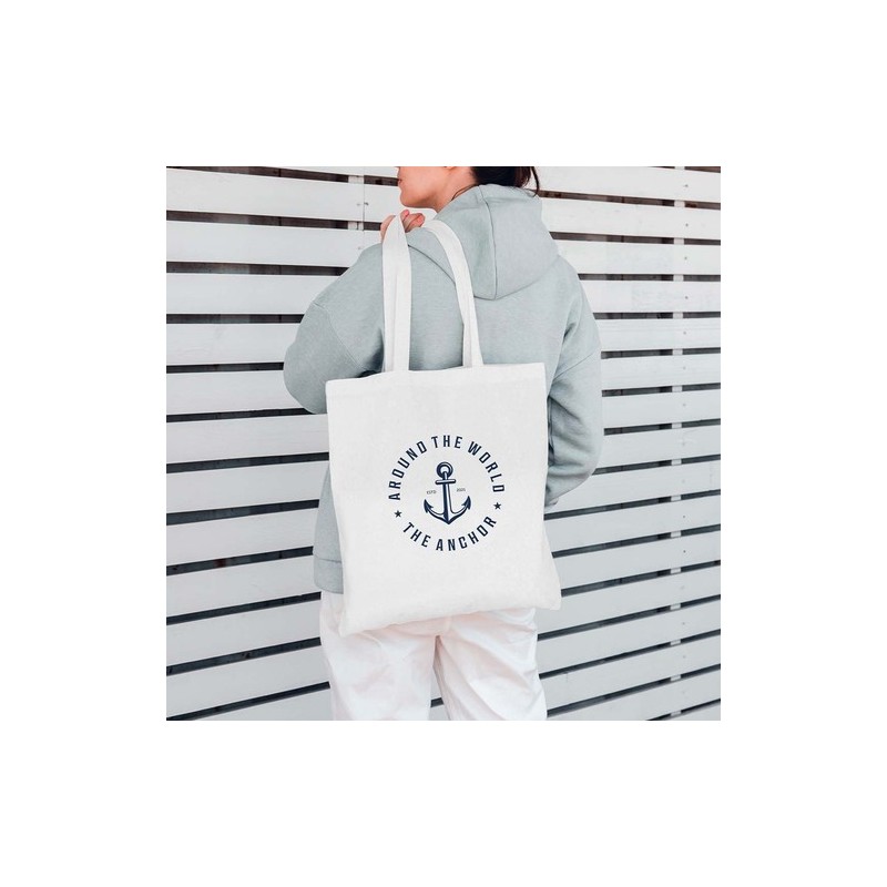 Sac Shopping Personnalisé Éco-responsable Xental Matières : coton Couleurs : bleu marine impression logo haute qualité
