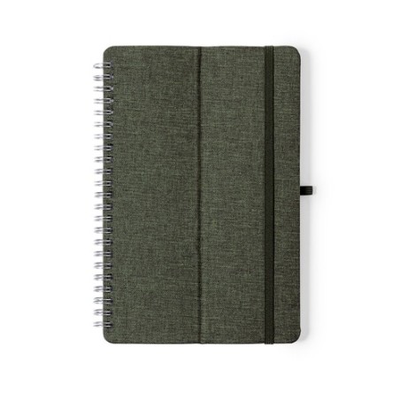 Cahier Éco-responsable et Personnalisé Fonctionnel Maisux pas cher Matières : PET recyclé Couleurs : vert personnalisable avec v