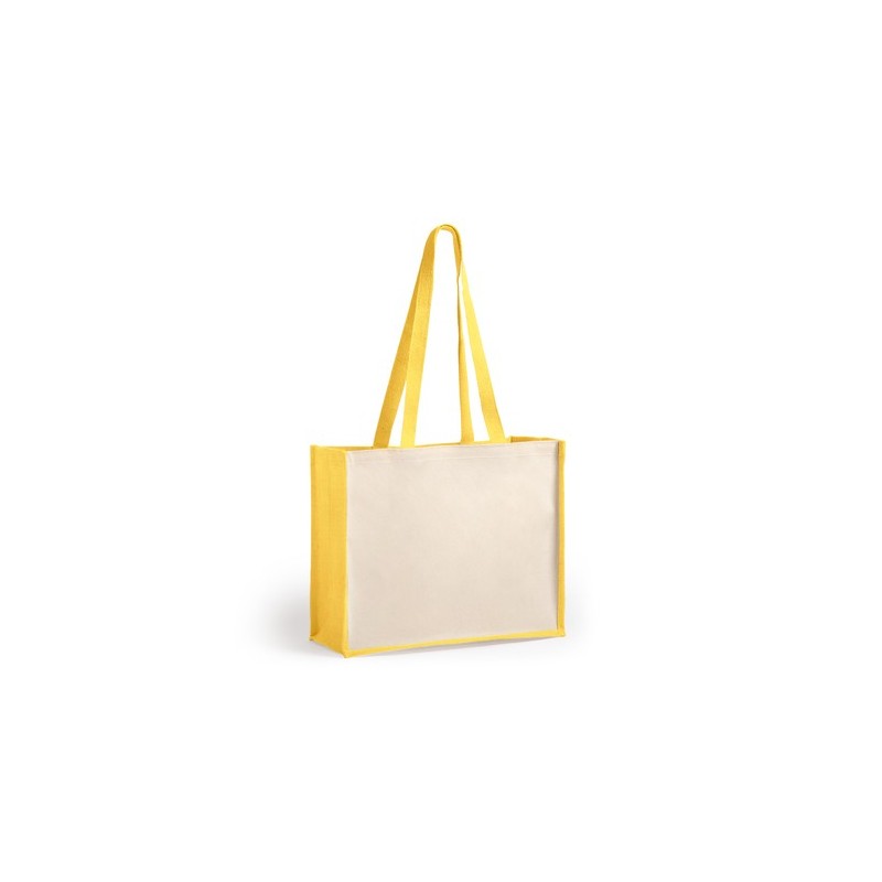 Sac de Plage Personnalisé Pratique en Rotin Matières : coton Couleurs : jaune cadeau entreprise pas cher
