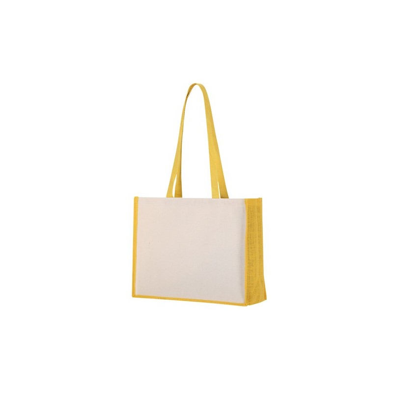 Sac de Plage Personnalisé Pratique en Rotin Matières : coton Couleurs : jaune impression haute définition