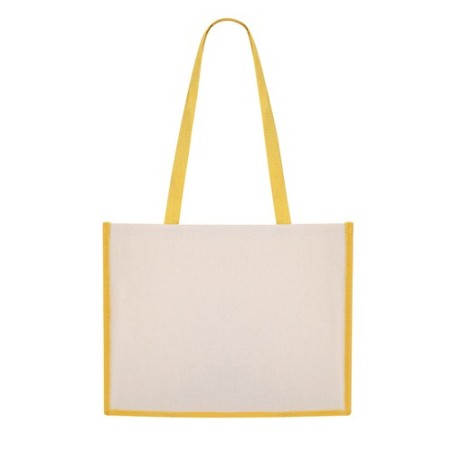 Sac de Plage Personnalisé Pratique en Rotin Matières : coton Couleurs : jaune cadeau collaborateur premium