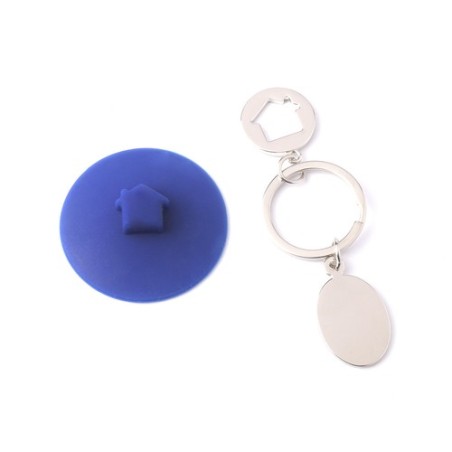 Porte-Clés Monnaie Publicitaire Unique Halman Matières : silicone Couleurs : bleu marquage couleur éclatante