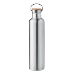 Bouteille isotherme double paroi personnalisée 1L grande Helsinki Matières : acier inoxydable Couleurs : argenté mat