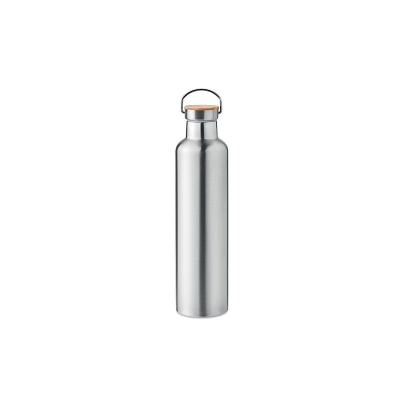 Bouteille isotherme double paroi personnalisée 1L grande Helsinki Matières : acier inoxydable Couleurs : argenté mat