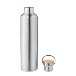 Bouteille isotherme double paroi personnalisée 1L grande Helsinki Matières : acier inoxydable Couleurs : argenté mat cadeau coll