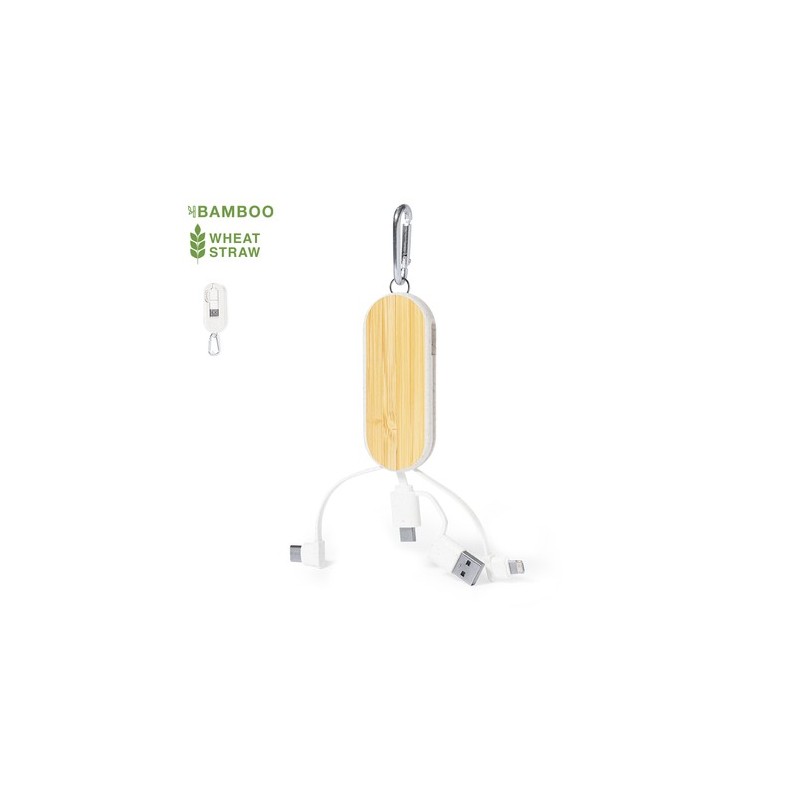 Câble de Charge Éco-responsable et Performant Personnalisé Abby Matières : ABS Couleurs : naturel personnalisable avec votre log