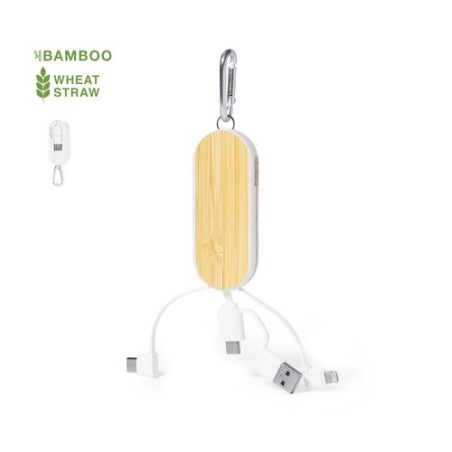 Câble de Charge Éco-responsable et Performant Personnalisé Abby Matières : ABS Couleurs : naturel personnalisable avec votre log