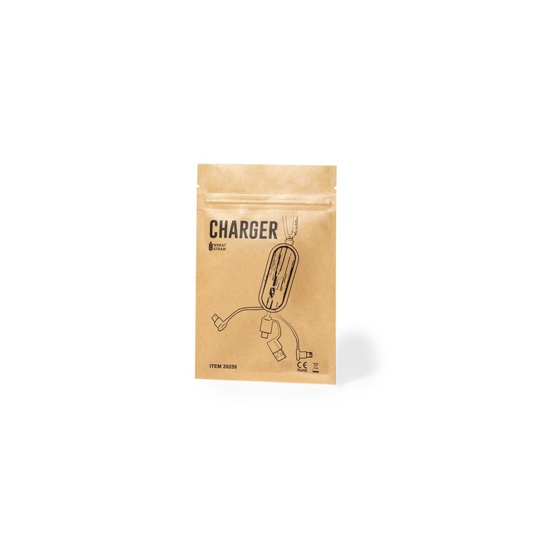 Câble de Charge Éco-responsable et Performant Personnalisé Abby Matières : ABS Couleurs : naturel livraison express 24h 48h