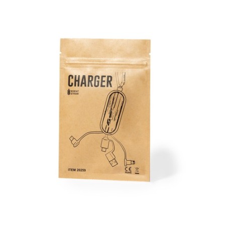 Câble de Charge Éco-responsable et Performant Personnalisé Abby Matières : ABS Couleurs : naturel livraison express 24h 48h