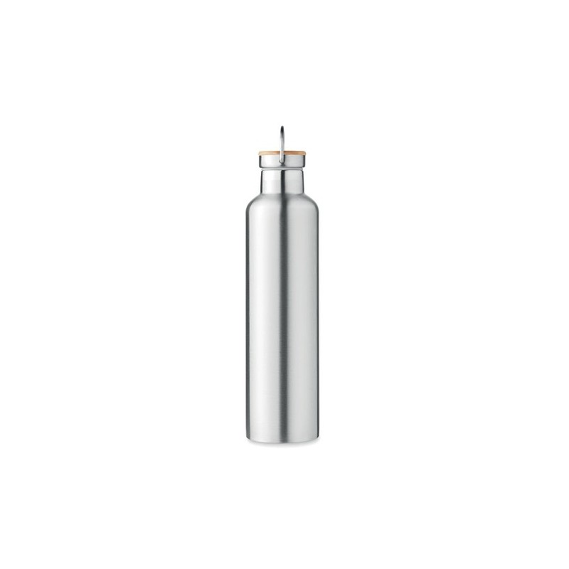Bouteille isotherme double paroi personnalisée 1L grande Helsinki Matières : acier inoxydable Couleurs : argenté mat accessoire 