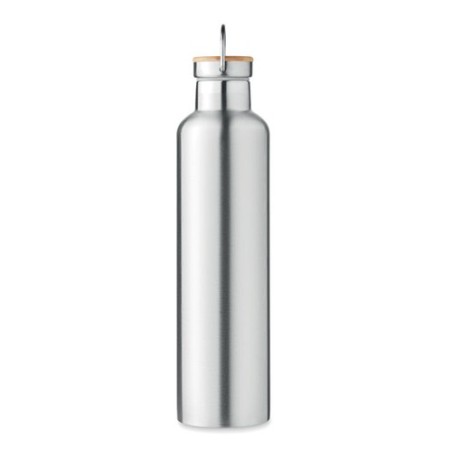 Bouteille isotherme double paroi personnalisée 1L grande Helsinki Matières : acier inoxydable Couleurs : argenté mat accessoire 