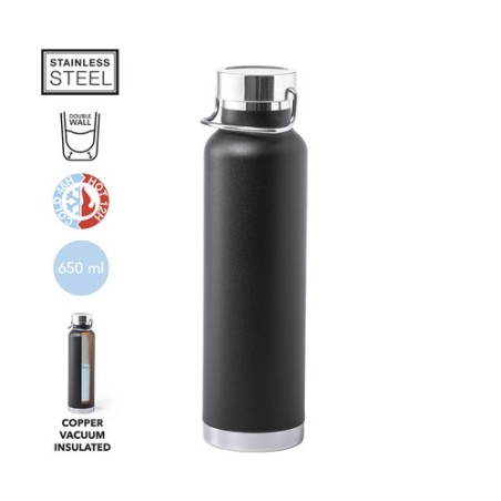 Bidon Isotherme Personnalisé de Qualité Staver Matières : acier inoxydable Couleurs : noir livraison express 24h 48h