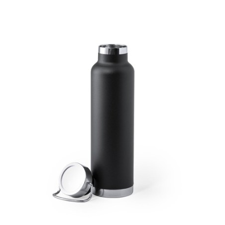 Bidon Isotherme Personnalisé de Qualité Staver Matières : acier inoxydable Couleurs : noir cadeau affaires élégant