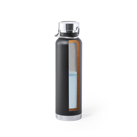 Bidon Isotherme Personnalisé de Qualité Staver Matières : acier inoxydable Couleurs : noir goodies publicitaire durable