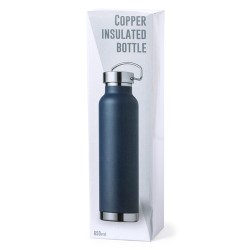 Bidon Isotherme Personnalisé de Qualité Staver Matières : acier inoxydable Couleurs : bleu marine marquage laser ultra précis