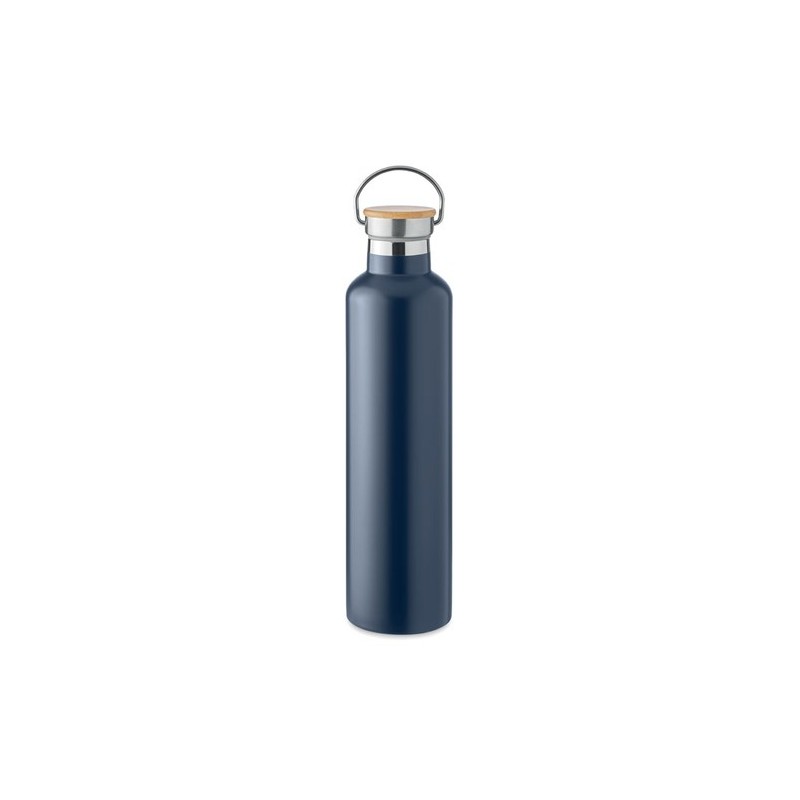 Bouteille isotherme double paroi personnalisée 1L grande Helsinki Matières : acier inoxydable Couleurs : bleu marine cadeau entr