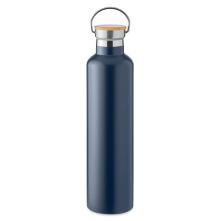 Bouteille isotherme double paroi personnalisée 1L grande Helsinki Matières : acier inoxydable Couleurs : bleu marine cadeau entr