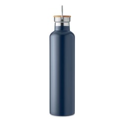 Bouteille isotherme double paroi personnalisée 1L grande Helsinki Matières : acier inoxydable Couleurs : bleu marine impression 
