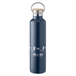 Bouteille isotherme double paroi personnalisée 1L grande Helsinki Matières : acier inoxydable Couleurs : bleu marine goodies ent