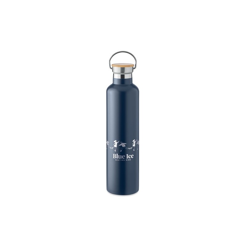 Bouteille isotherme double paroi personnalisée 1L grande Helsinki Matières : acier inoxydable Couleurs : bleu marine goodies ent