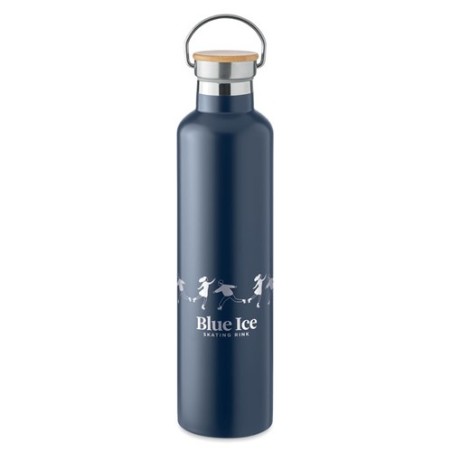 Bouteille isotherme double paroi personnalisée 1L grande Helsinki Matières : acier inoxydable Couleurs : bleu marine goodies ent