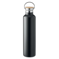 Bouteille isotherme double paroi personnalisée 1L grande Helsinki Matières : acier inoxydable Couleurs : noir personnalisable av
