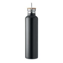 Bouteille isotherme double paroi personnalisée 1L grande Helsinki Matières : acier inoxydable Couleurs : noir goodies publicitai