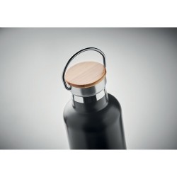 Bouteille isotherme double paroi personnalisée 1L grande Helsinki Matières : acier inoxydable Couleurs : noir personnalisation r