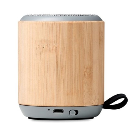 Haut-parleur sans fil  en bambou personnalisé RUGLI Matières : bambou Couleurs : bois personnalisable avec votre logo