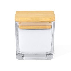 Bougie Aromatique Personnalisée à la Vanille - Safron Matières : bambou Couleurs : blanc