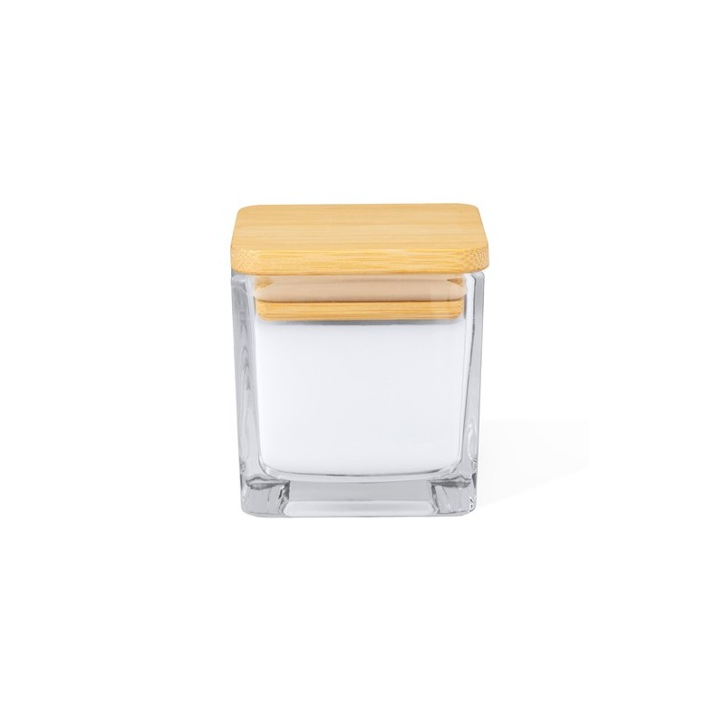 Bougie Aromatique Personnalisée à la Vanille - Safron Matières : bambou Couleurs : blanc