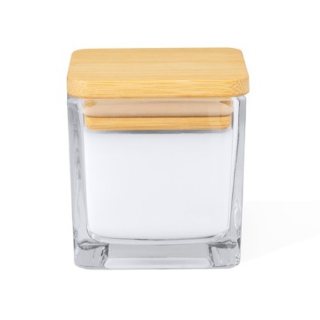 Bougie Aromatique Personnalisée à la Vanille - Safron Matières : bambou Couleurs : blanc