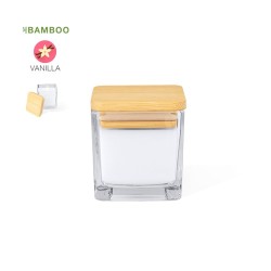 Bougie Aromatique Personnalisée à la Vanille - Safron Matières : bambou Couleurs : blanc 2