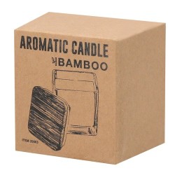 Bougie Aromatique Personnalisée à la Vanille - Safron Matières : bambou Couleurs : blanc goodies publicitaire événementiel