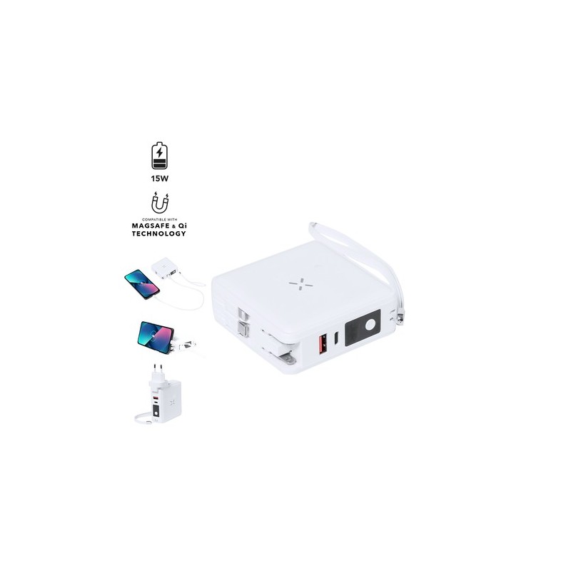 Adaptateur Universel Multifonction Personnalisé de Voyage Joks - Chargez Partout Pas Cher Couleurs : blanc personnalisable avec 