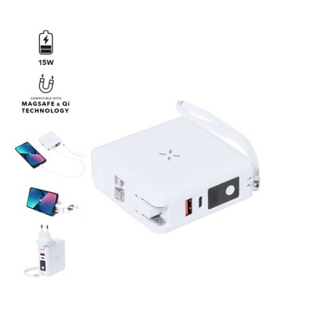 Adaptateur Universel Multifonction Personnalisé de Voyage Joks - Chargez Partout Pas Cher Couleurs : blanc personnalisable avec 