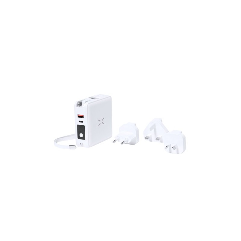 Adaptateur Universel Multifonction Personnalisé de Voyage Joks - Chargez Partout Pas Cher Couleurs : blanc cadeau entreprise pas