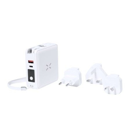 Adaptateur Universel Multifonction Personnalisé de Voyage Joks - Chargez Partout Pas Cher Couleurs : blanc cadeau entreprise pas