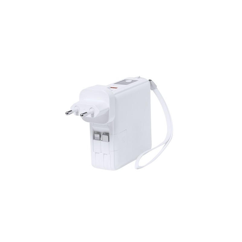 Adaptateur Universel Multifonction Personnalisé de Voyage Joks - Chargez Partout Pas Cher Couleurs : blanc impression haute défi