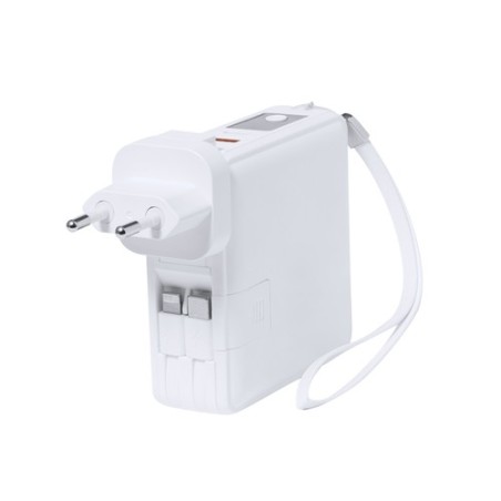 Adaptateur Universel Multifonction Personnalisé de Voyage Joks - Chargez Partout Pas Cher Couleurs : blanc impression haute défi